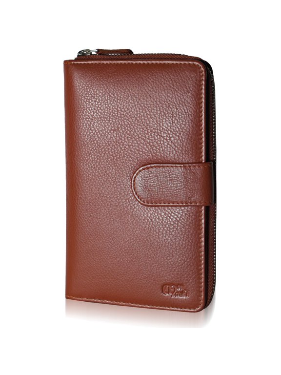 Women RFID Blocking Real Leather Wallet-Clutch For Women-Shield Against Identity Theft (RUST)