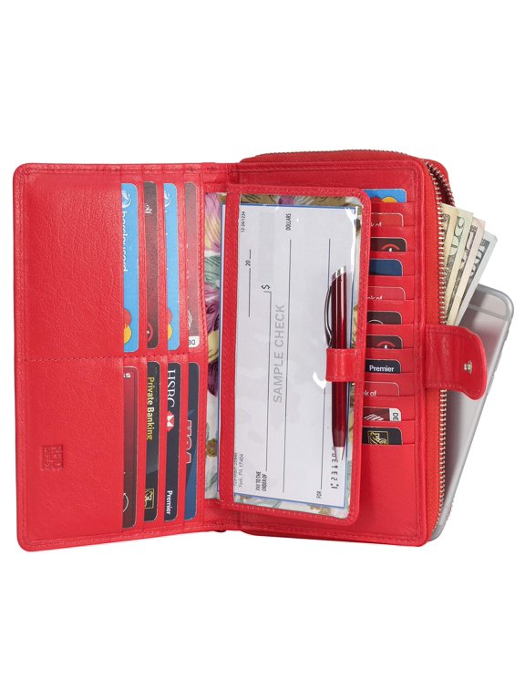 Women RFID Blocking Real Leather Wallet-Clutch For Women-Shield Against Identity Theft (TOMATO RED)