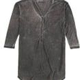 thumbnail image 1 of Mouchette Womens Burnout Henley Shirt, Grey, X-Small, 1 of 2