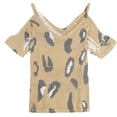 thumbnail image 1 of Mouchette Womens Cold Shoulder Graphic T-Shirt, Beige, X-Small, 1 of 2