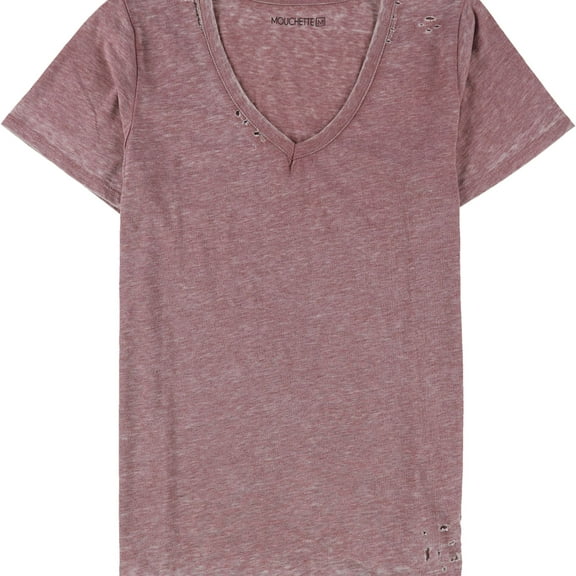 Mouchette Womens Distressed Basic T-Shirt, Red, Large