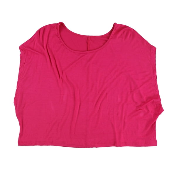 Mouchette Womens Solid Boxy Basic T-Shirt, Pink, Small