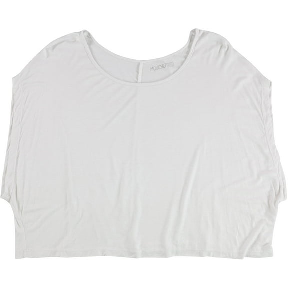 Mouchette Womens Solid Boxy Basic T-Shirt, White, Small