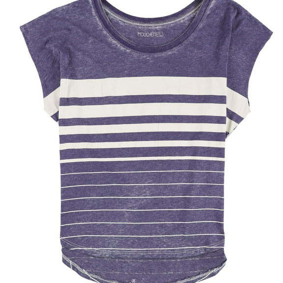 Mouchette Womens Striped Burnout Basic T-Shirt, Purple, Small