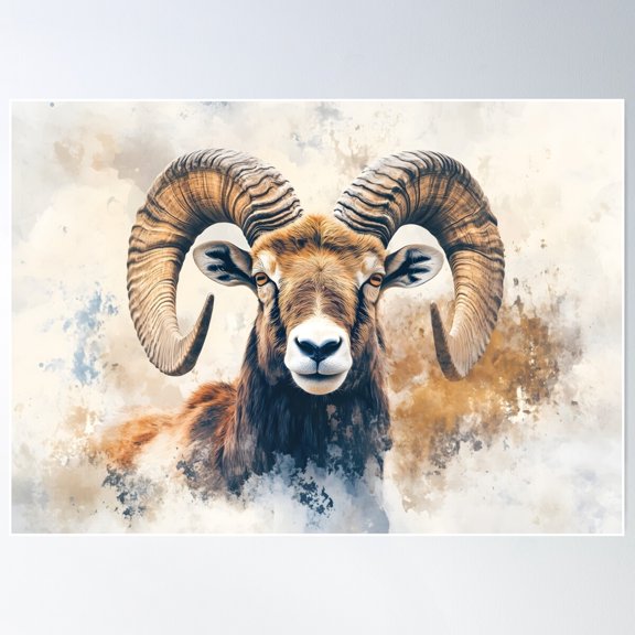 Mouflon Poster Wall Art, Modern Wall Decor For Living Room Bedroom, 12x18 UNFRAMED