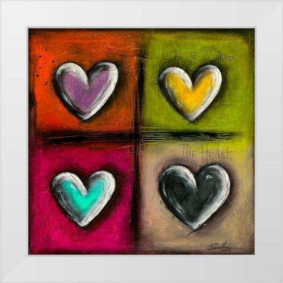 Mougin, Carine 15x15 White Modern Wood Framed Museum Art Print Titled - Coeurs en Couleurs I