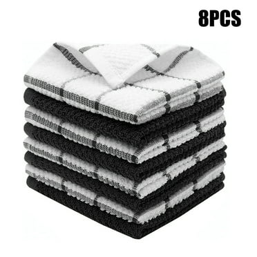 Mouind Kitchen Towels Pack of 8, Cotton Waffle Weave Super Soft Absorbent Terry Kitchen Dish Cloths Rags Perfect for Household Commercial Uses, 12" x 12"