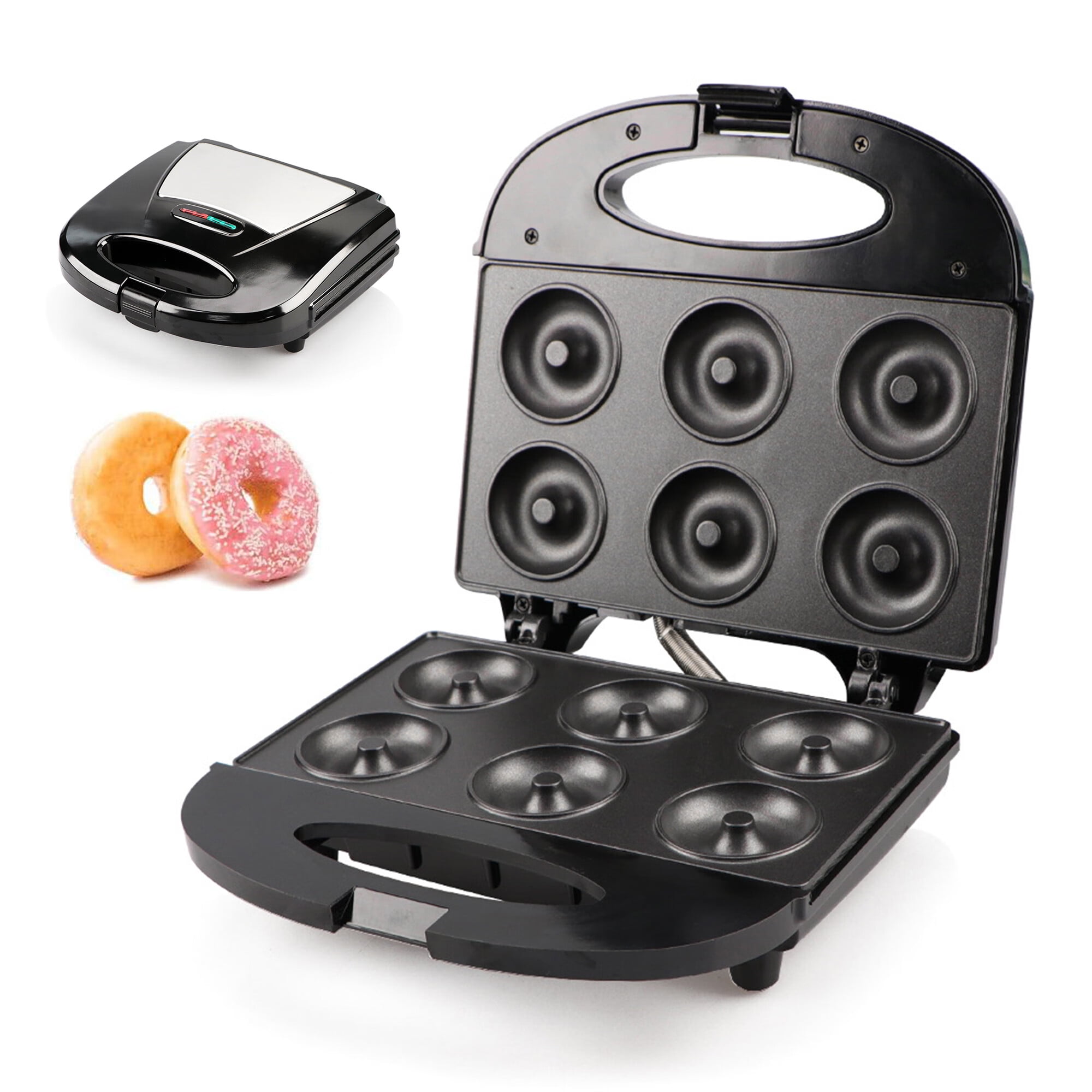 Mini Donut Maker for Kids Breakfast Waffle Sandwich and More Snacks,  Portable Electric Donut Maker Machine with Non stick Surface for 7  Doughnuts