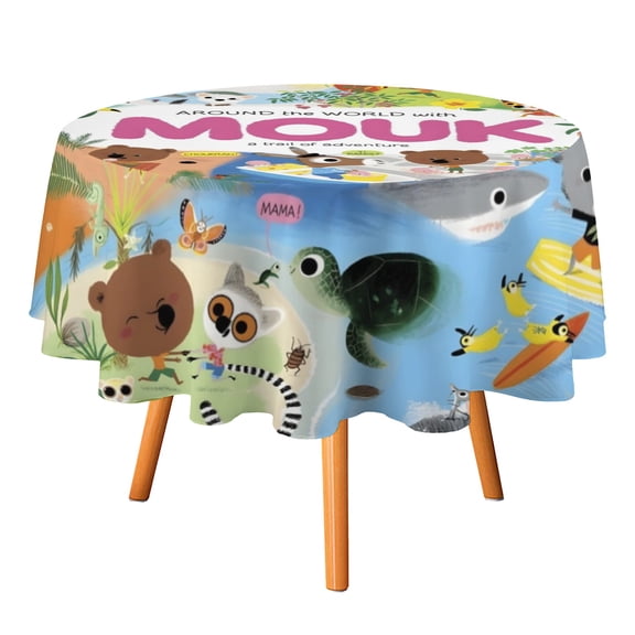 Mouk-Theme Round tablecloth has an iconic print, fits most tables, and is easy to care for perfect gifts for fans friends and family.diameter60''(152cm)