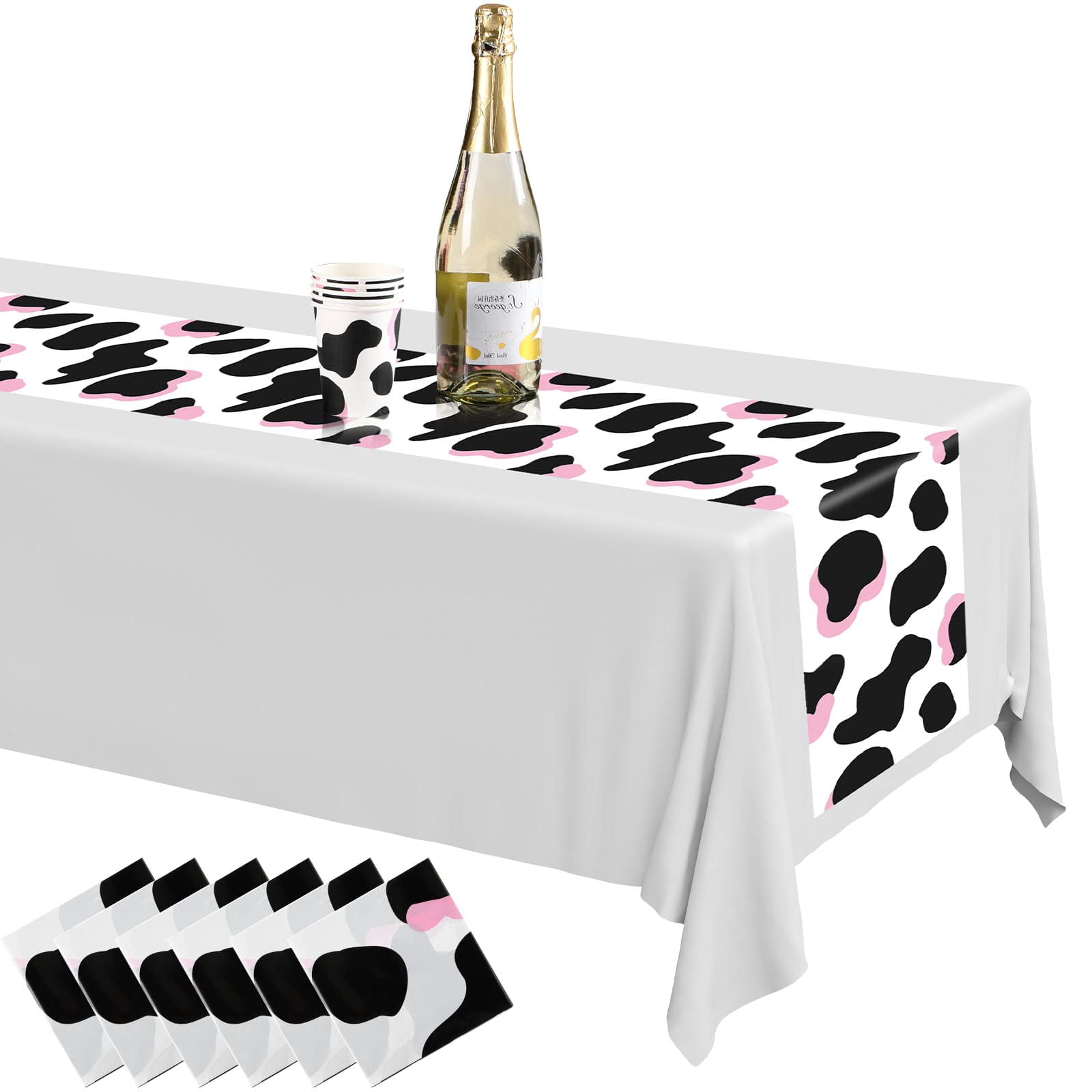 Moukeren 2 Pack Black & White Striped Table Runner - 12 X 108 Inches, Polyester, Machine Washable For Weddings, Parties