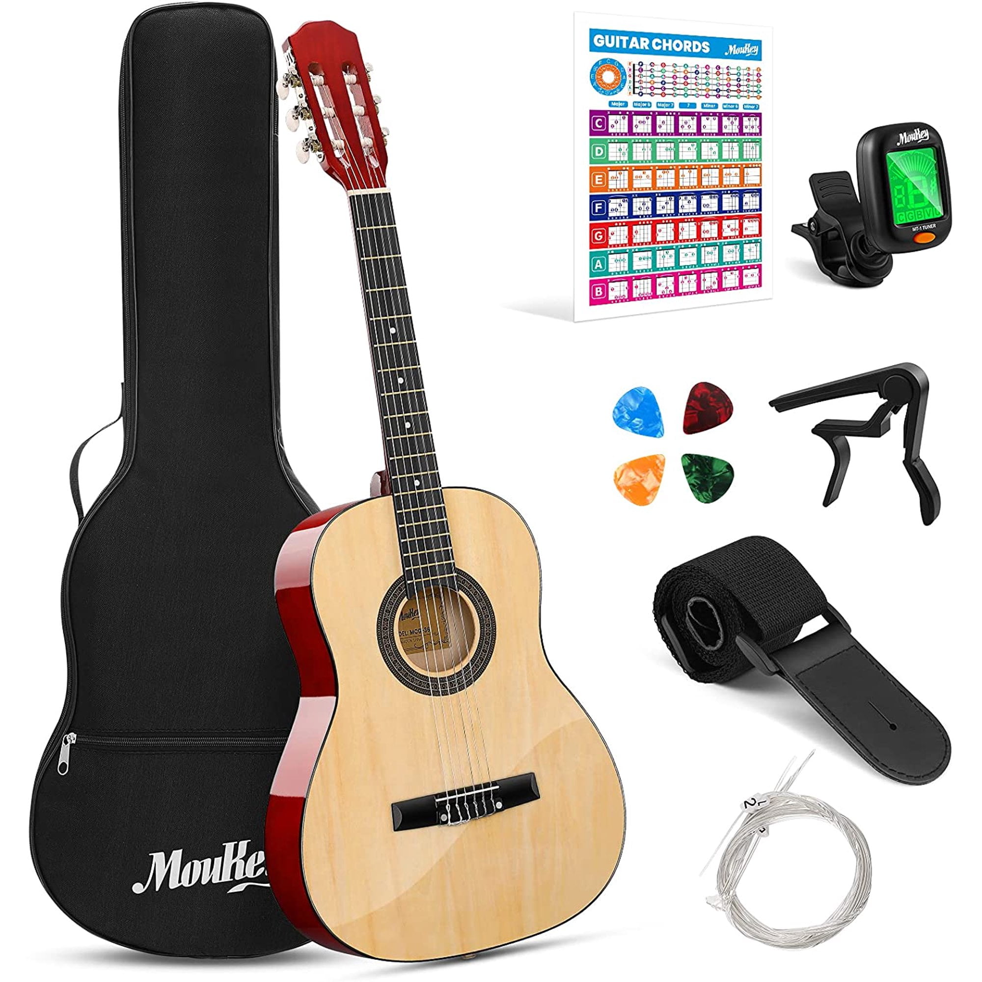 Donner Full Size Acoustic Electric Guitar for Beginner Intermediate with  Amplifier Capo Strap Pick Tuner 41 Inch Acustica Electro Guitarra Kit