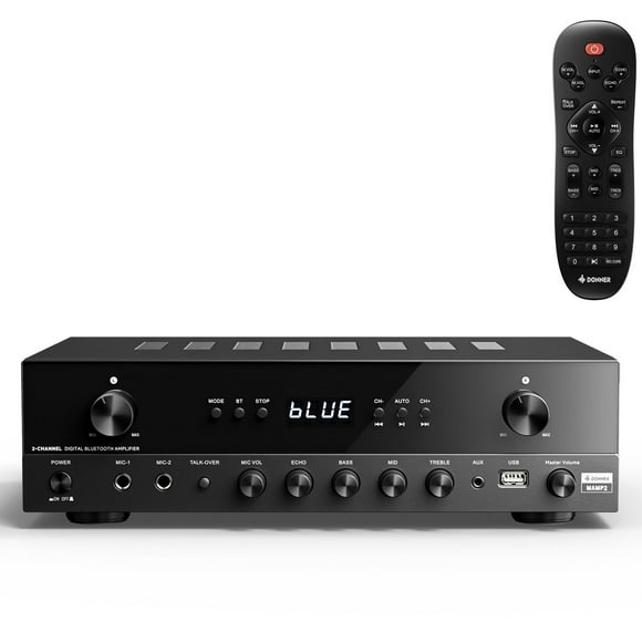 Donner Stereo Audio Amplifier, 600W Peak 2 Channel Receiver with Bluetooth 5.3, for Home, Karaoke, Theater Speakers, MAMP2