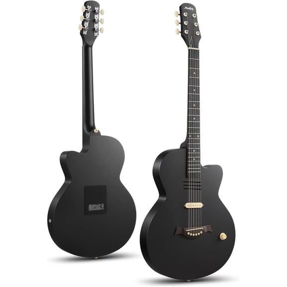 Moukey BCC-100 Acoustic Electric Guitar 39-Inch, Cutaway Guitar with Passive Pickup, Gig Bag, Strap, Picks, Tuner, and Capo, Black