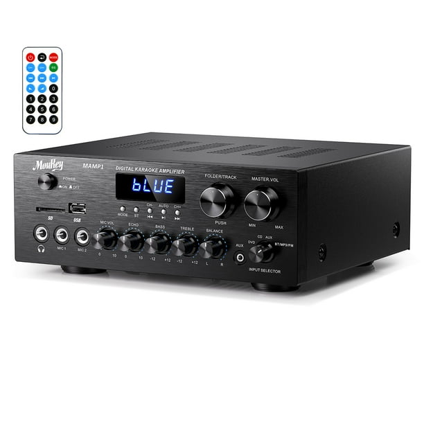 Moukey Home Audio Amplifier 220W Dual Channel Stereo Receiver System