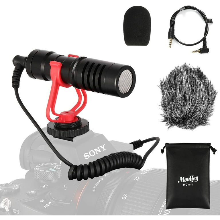 Moukey MCM-1 DSLR Camera Microphone, External Video Mic Shotgun for Phone, Vlogging, Camera -