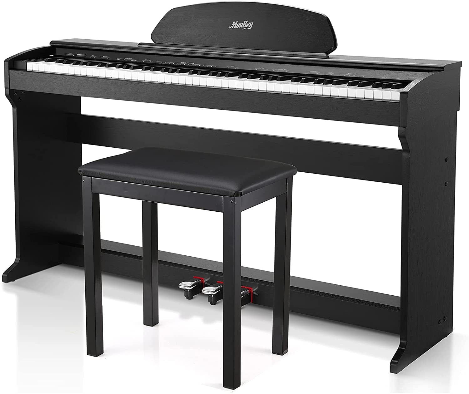 Moukey MDP 350 88 Key Beginner Digital Keyboard with Stand Stool Triple Pedals Power Supply Black in Macao at MOP 6235 Rating 5