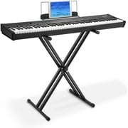 Moukey MEP-110 Beginner Keyboard Piano 88 Keys Weighted Digital Keyboard with Sustaining Pedal, x Rack, Power Supply