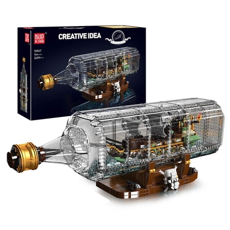 Mould King 10067 Pirate Ship Building Block Ship in a Bottle Toys Flying Dutchman Pirate Ship Model