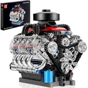 Aasimar V8-Engine-Model-Kit, Compatible with Lego-Engine-Kit, Model-Engine-Kit, 487Pcs 8 Cylinder Mini-Engine Set for Adults