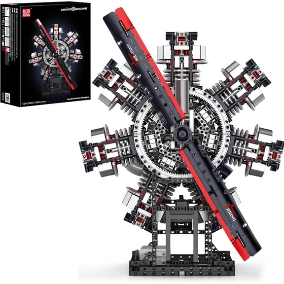 Mould King 10233 Radial Aviation Engine Building Blocks Sets, Engine Model kit That Run, Build Your Own STEM Model Engine, Engine Building Engineering Toys (3089+PCS)