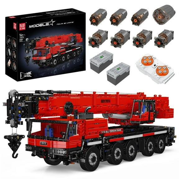 Mould King 17074 Crane Engineering Red Truck Building Block Remote Control