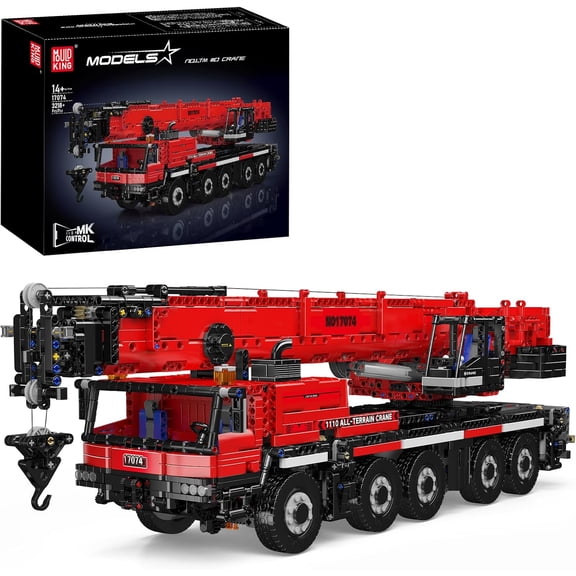 Mould King 17074 Mobile Construction Crane Toy Set, APP/Remote Control Mobile Crane Building Block with Motors, Collectable Engineering Truck Model Toys