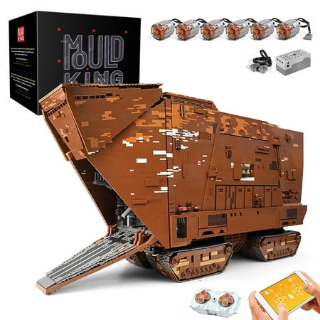 Mould King 21009 Star Plan Building Set Moc-13289 Motorized Cavegod UCS Sandcrawler Star Wars for Kids Adult, Brown