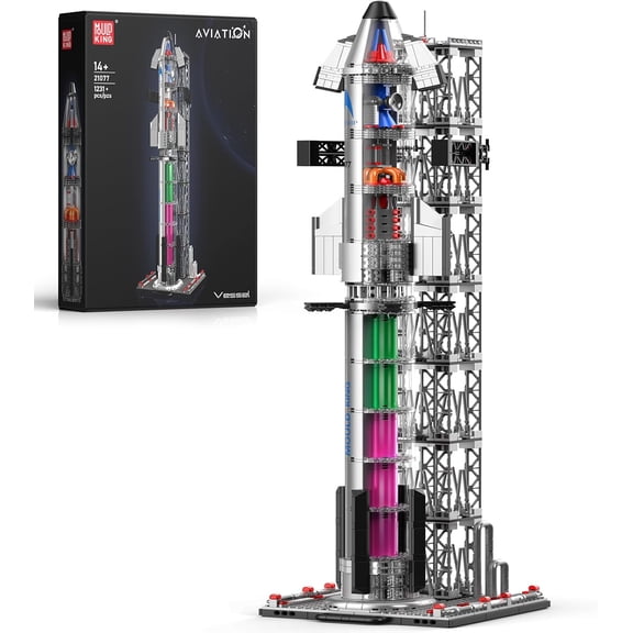 Mould King 21077 Space Rocket Building Blocks Set, 1231+PCS Semi-Transparent Space Shuttle Model, Collectible Spaceship Exploration Rockets for Adults 14+