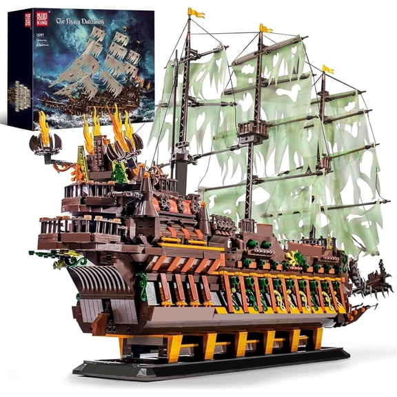 Large Pirates Ship Model Building Blocks Kits, MOC Dutchman Building Block Pirate Ship Construction Set to Build, Toys Gift for Age 14+/Adult Collections Enthusiasts (4364+Pieces)