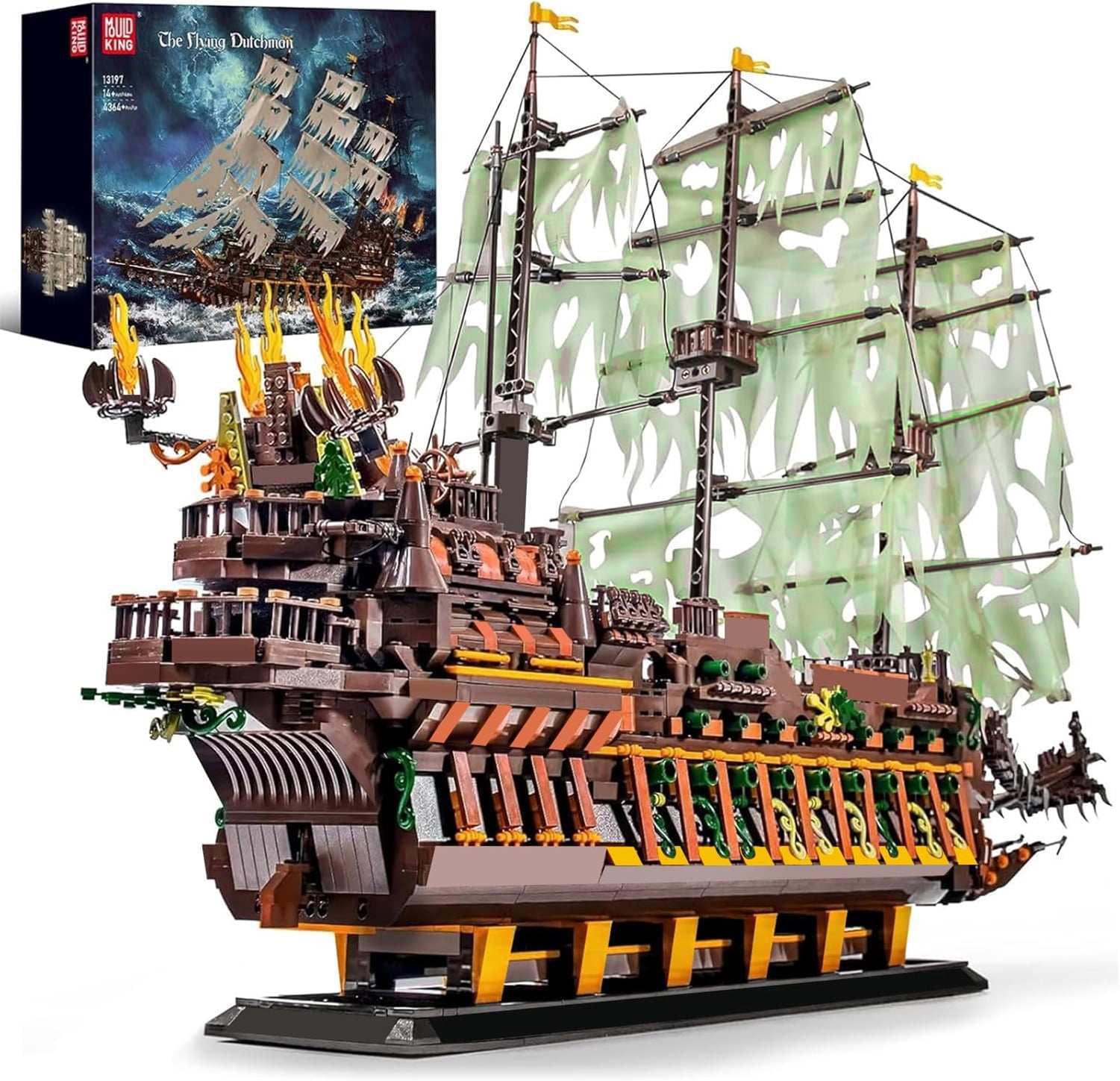Large Pirates Ship Model Building Blocks Kits, MOC Dutchman Building Block Pirate Ship Construction Set to Build, Toys Gift for Age 14+/Adult Collections Enthusiasts (4364+Pieces)
