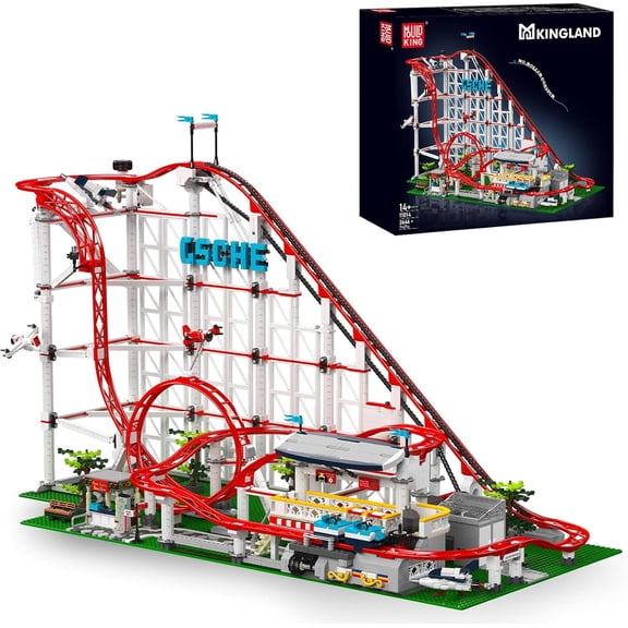 Mould King Roller Coaster Building Set, Large Amusement Park Coaster Model Kit with Motors, Creative Gift for Friends, Engineering STEM Toy for Adult (3646 PCS)