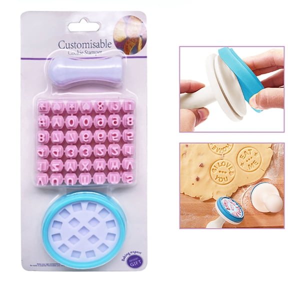 Moulds 2 Alphabet Set Interchangeable Cookie Seal for English Alphabet Cookies Kitchen Dining Bar Baking Tools, Pink