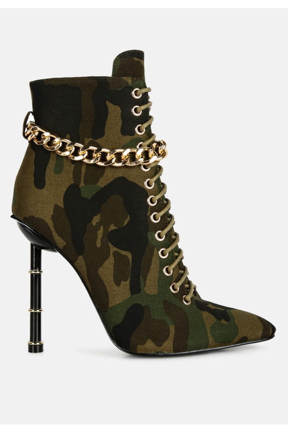 Moulin Ringed Stiletto Camouflage Ankle Boot