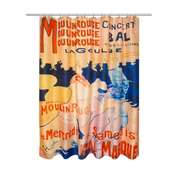 "Moulin Rouge" Museum Collection 100% Polyester Fabric Shower Curtain, Size 70"x72"