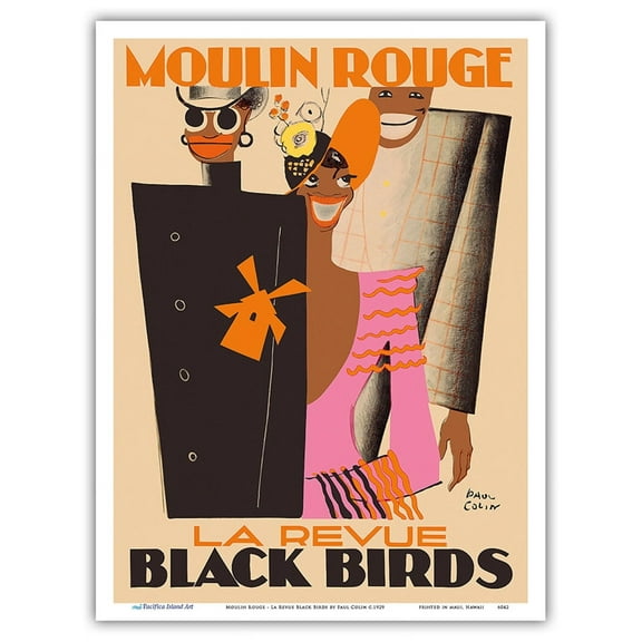 Moulin Rouge Paris France - La Revue Black Birds - Vintage Cabaret Poster by Paul Colin c.1929 - Master Art Print (Unframed) 9in x 12in