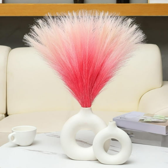 Mouliraty 10 Pcs Faux Pampas Grass, Christmas Artificial Fake Flower Gothic Decoration Suitable for Festival Wedding Birthday Party Christmas Tree Decoration Christmas Gift, Pink