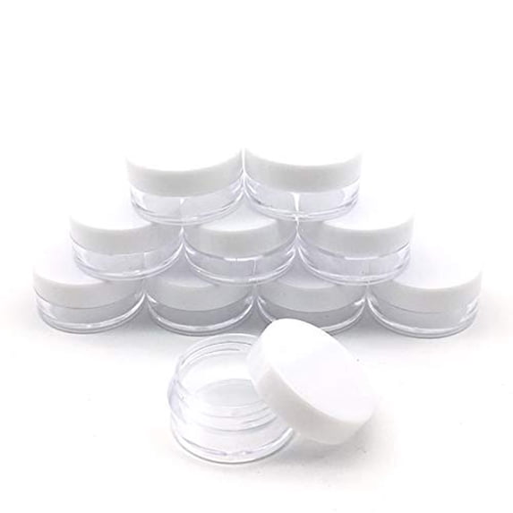 Mouliraty 100 pcs Small Sample Empty Clear Container Jar with Lid Covers Cases for Cream