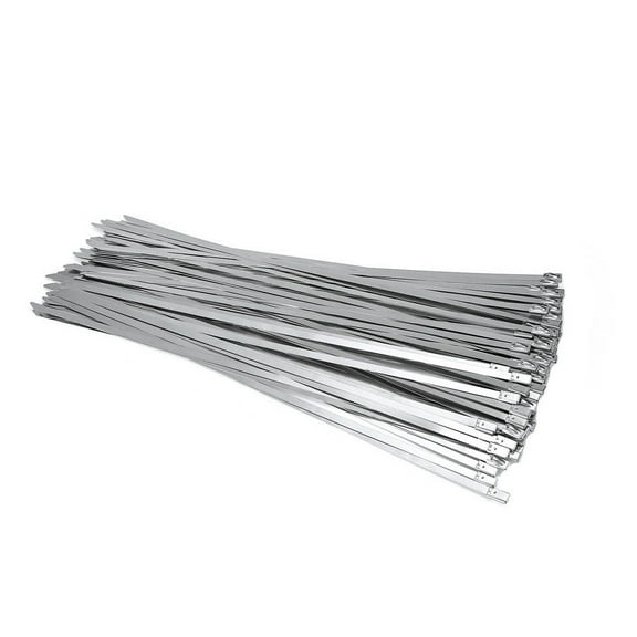 Mouliraty 100PCS 304 Stainless Steel Exhaust Wrap Coated Metal Locking Cable Zip Ties