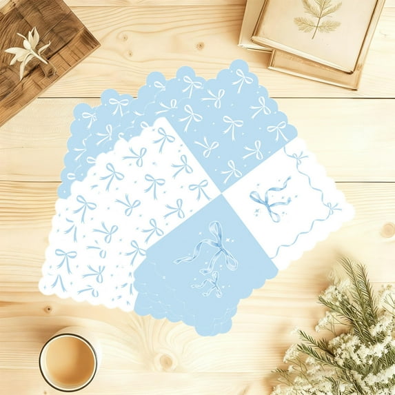 Mouliraty 20 Bow-ties Napkins Bow-themed Party Decorations Bow Patterns Disposable Napkins Suitable For Baby Showers Bridal Showers Birthday Parties, Blue