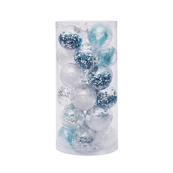 Mouliraty 24 Pcs Christmas Ball Ornaments, 6cm Transparent Christmas Ball Set Christmas Tree Plastic Colorful Ball Pendant Christmas Party Scene Decoration, Blue