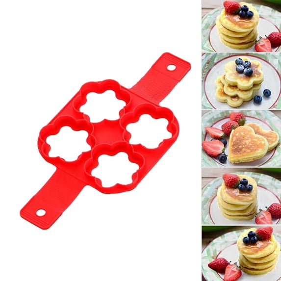 Mouliraty 4 Hole Omelette Maker Multi-functional 7-link Round Star Heart Shaped Pancake Maker Breakfast Baking Molds