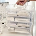 thumbnail image 1 of Mouliraty 4 Layer Desk Storage Organizer with Drawers, Stackable Desktop Plastic Storage Box Featuring A Handle Buckle Designs Large Opening Easily to Take Out and Store Minimalists Style, White, 1 of 7