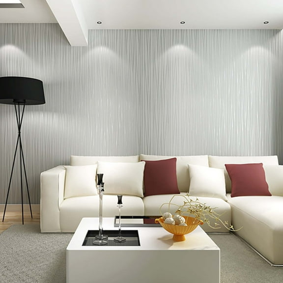 Mouliraty 53X910cm Modern Non-Woven Wallpaper Roll Glitter Stripe Textured Flocking Striped Wallcoverings For Bedroom Living Room