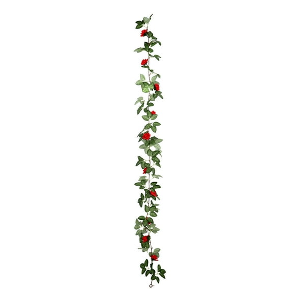 Mouliraty Artificial Rose Vine Fake Flower Garland, Silk Flower Rose Spring Color Leaf Decoration Flower Living Room Door Hanging Lintel Three Color, Red