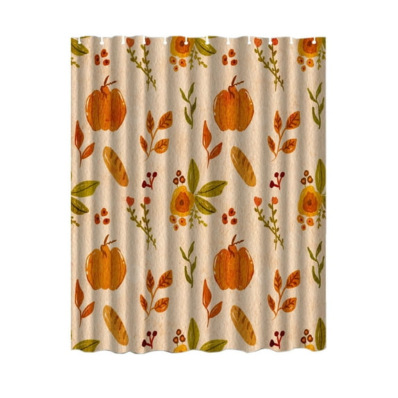Mouliraty Bathroom Curtain Polyester Waterproofs Shower Curtain Printed Shower Curtain Autumnes Harvests Thanksgiving Pumpkin Bathroom
