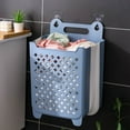 thumbnail image 1 of Vikakiooze Bathroom Folding Dirty Clothes Storage Basket Laundry Basket Household Wall Hanging Large Portable Punch- Put Clothes Bucket, 1 of 4