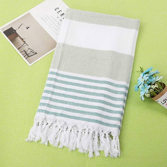 Mouliraty Beach Towels Clearance, Cotton Absorbent Large Size Bath Towel European And American Knitted Striped Fringed Turkish Sand