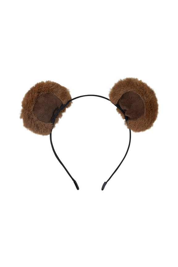 Bear Ears Headband Brown, Female Face Wash Hair Card Velvet Headband Cute Plush Head Bands Wholesale Hair Accessories