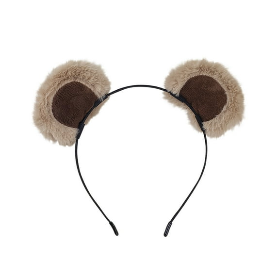 Mouliraty Bear Ears Headband Brown, Female Face Wash Hair Card Velvet Headband Cute Plush Head Bands Wholesale Hair Accessories