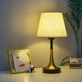 thumbnail image 1 of Mouliraty Bedside Lamp Touching Control Table Lamp, with USB Charging Ports Nightstand Lamp with Linen Fabric Shade for Bedroom Living Room, Office, 1 of 7